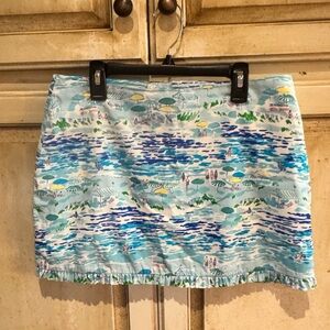 Lilly Pulitzer Light Blue Beach-Print Mini Skirt